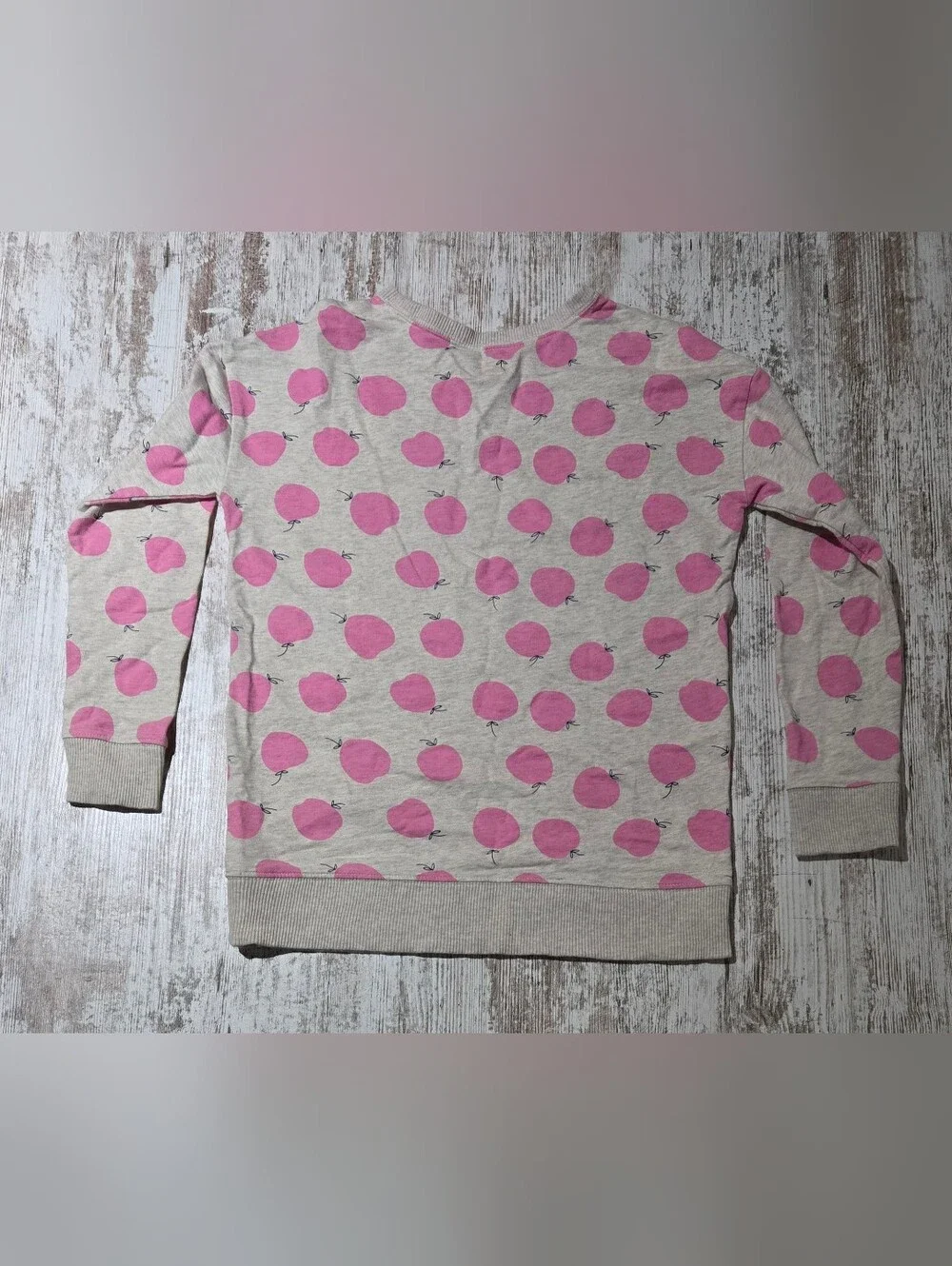 GAP Kids Cream Sweatshirt with Pink Apple Print Size 12